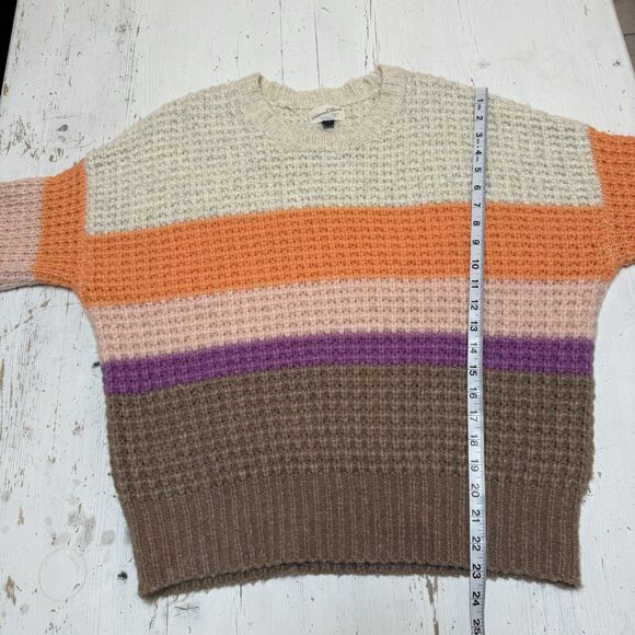 Universal Thread Striped Knit Sweater M Crewneck Pullover Orange Purpke Winter - Picture 10 of 14